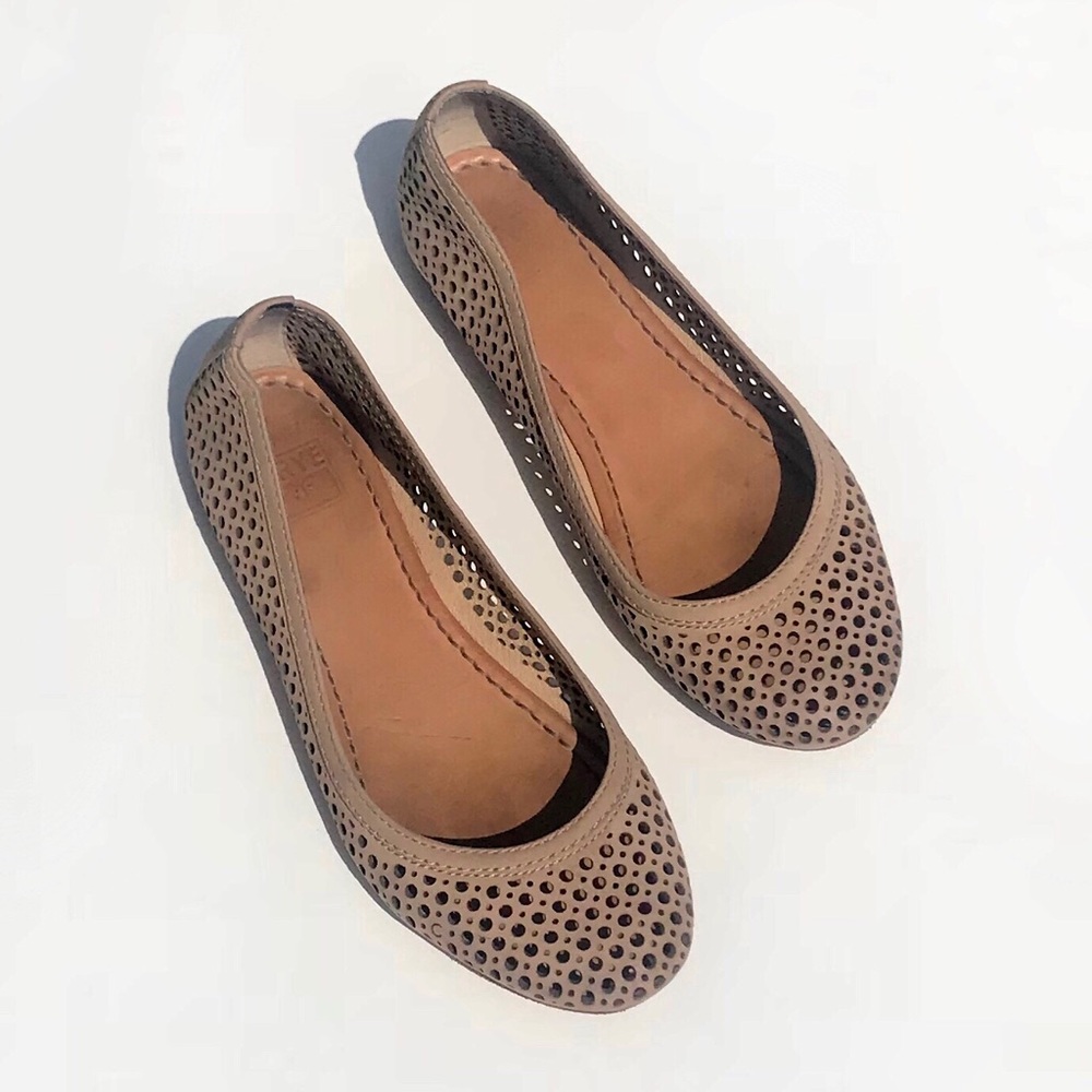 Frye Leather perforated Carson Flats
